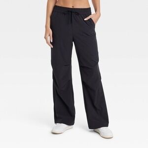 JoyLab Women's Mid-Rise Parachute Pants Relaxed Fit Casual Activewear Black XL